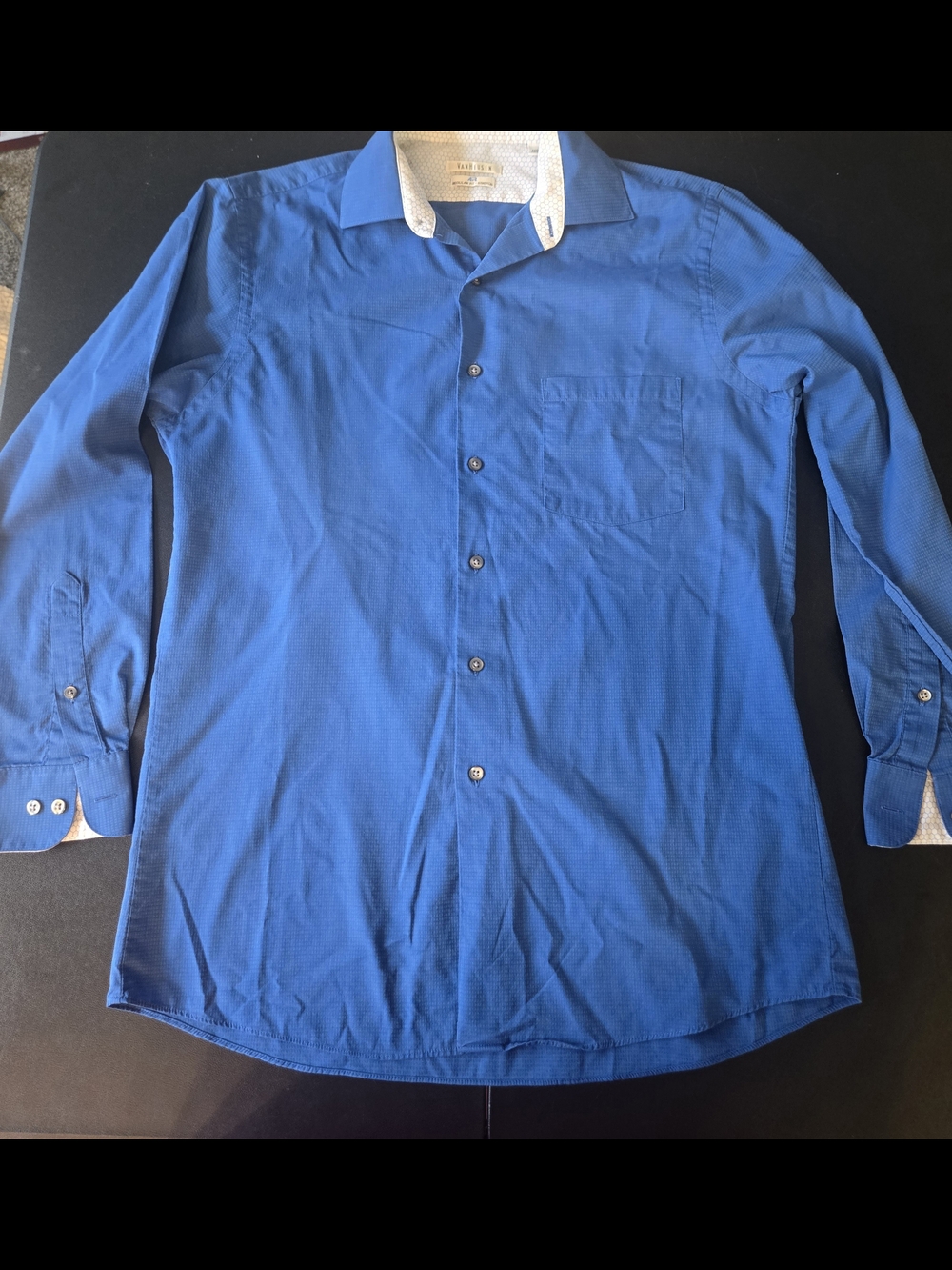 Van Heusen Royal Blue Dress Shirt with White Contrast Collar